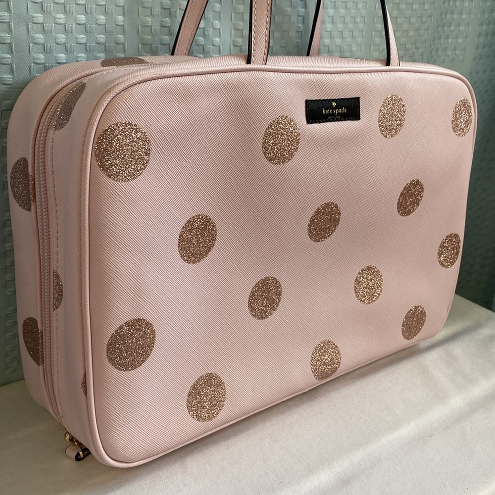 *SOLD*Kate Spade Haven Lane Glitter Polka Dot Giana Travel Cosmetic Case In - Picture 4 of 14